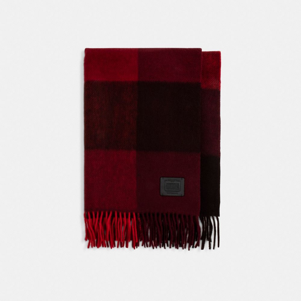 Oversized Plaid Scarf - OXBLOOD - COACH C5152