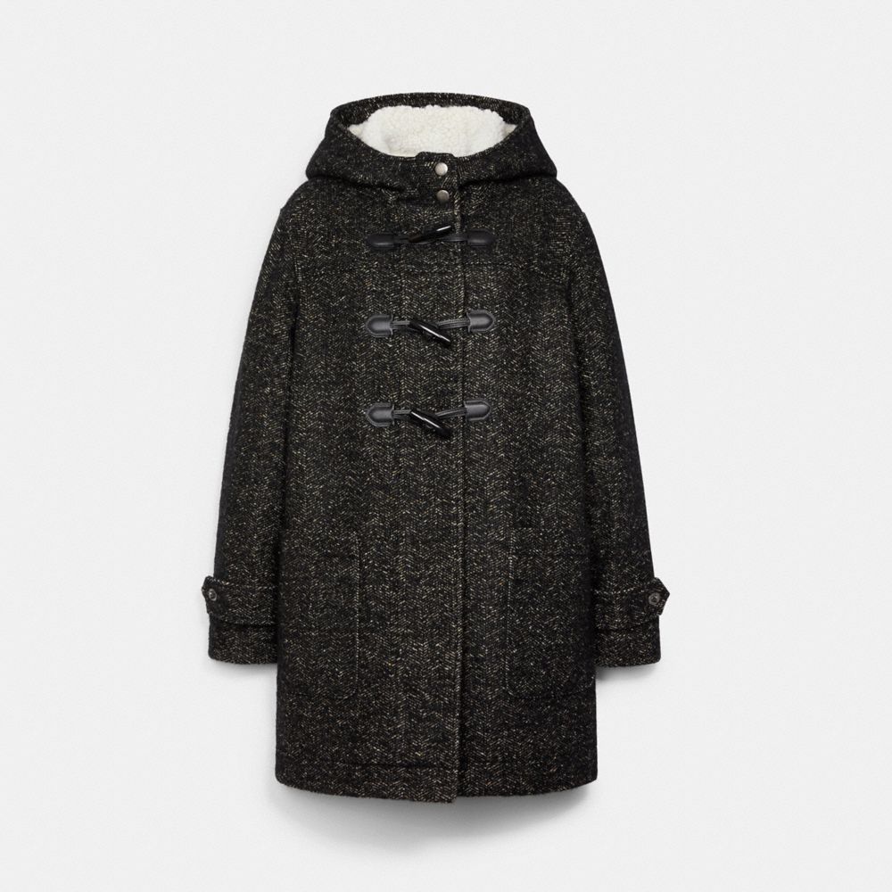 DUFFLE WOOL COAT - C5163 - BLACK MULTI.