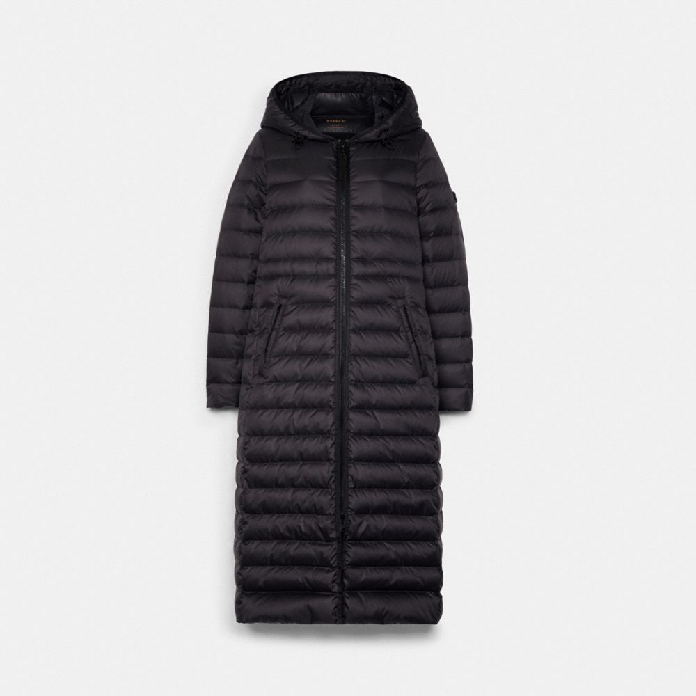 Long Down Coat With Hood - C5169 - BLACK