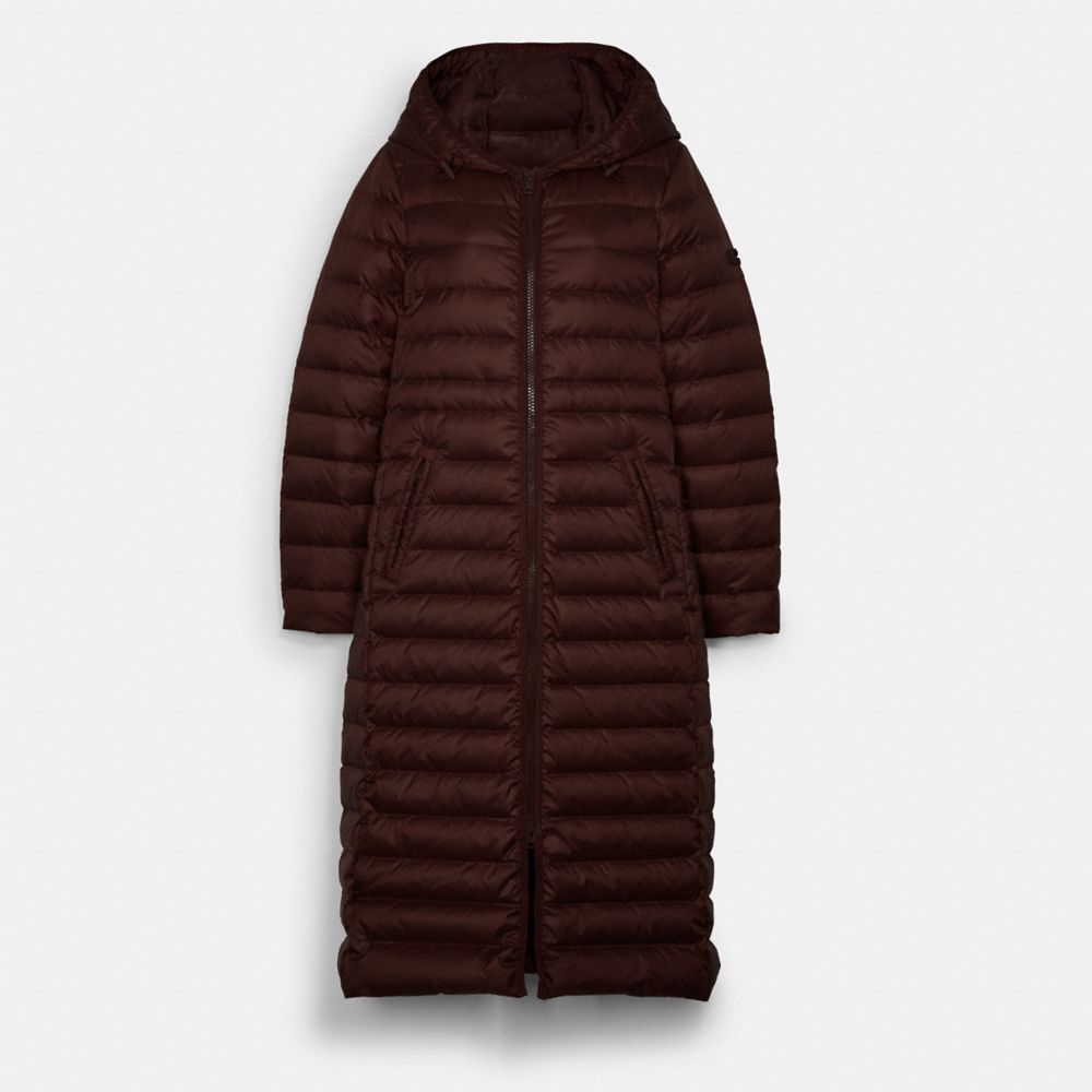 COACH C5169 Long Down Coat With Hood BURGUNDY