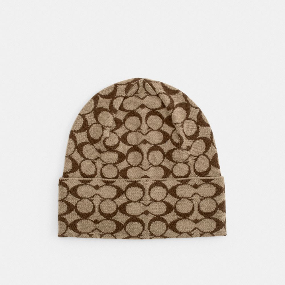 COACH Signature Knit Beanie - KHAKI - C5183