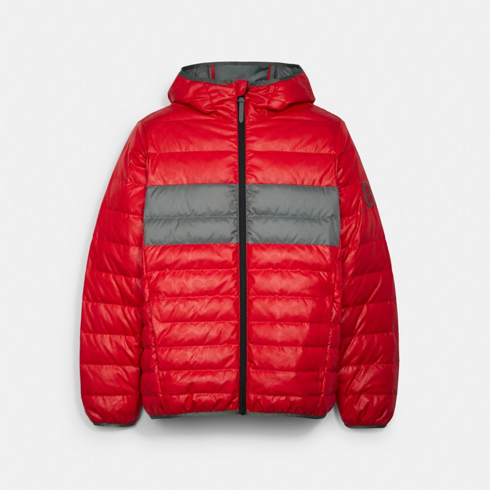 COACH PACKABLE DOWN JACKET - MARS RED - C5189