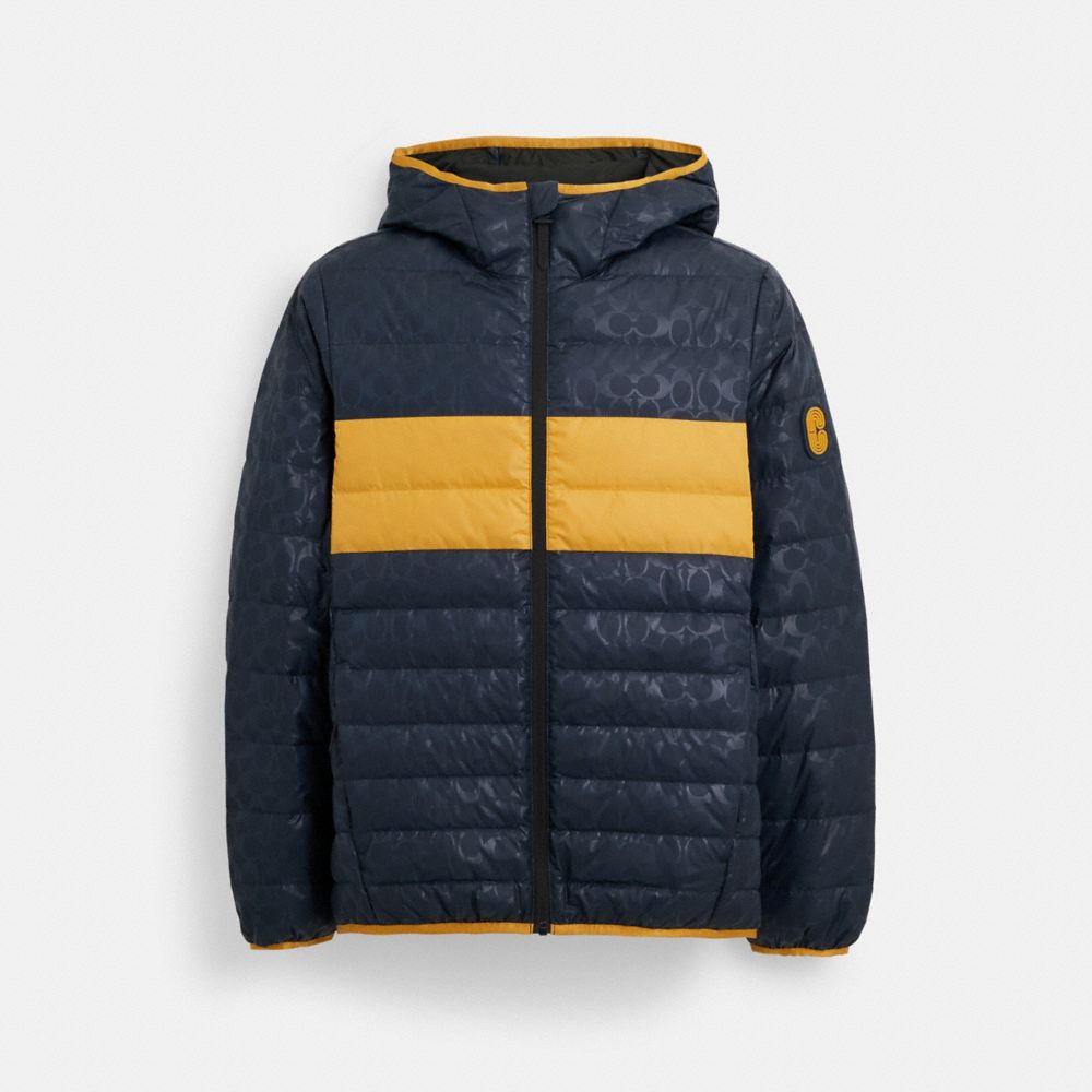 Packable Down Jacket - C5189 - Sky Captain / Yellow