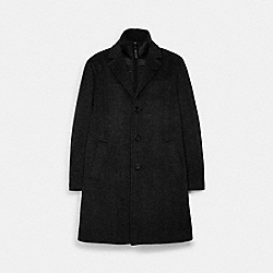 COACH HERRINGBONE WOOL TOP COAT - BLACK - C5203