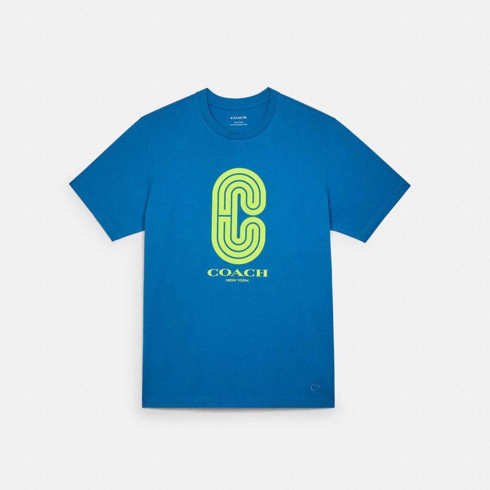 COACH RETRO SIGNATURE T-SHIRT - RACER BLUE - C5213