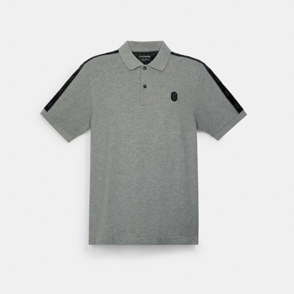 COACH SIGNATURE TAPE POLO - HEATHER GREY - C5232