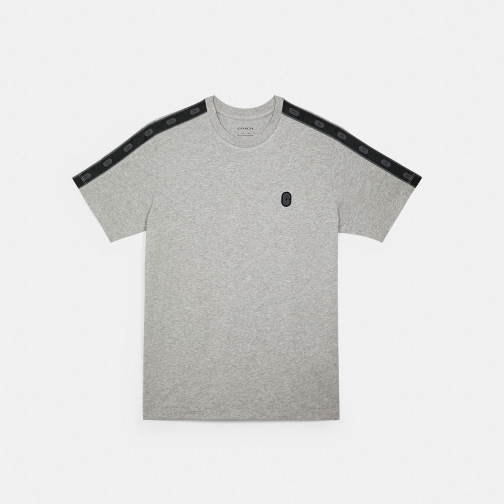 COACH C5234 - SIGNATURE TAPE T-SHIRT HEATHER GREY