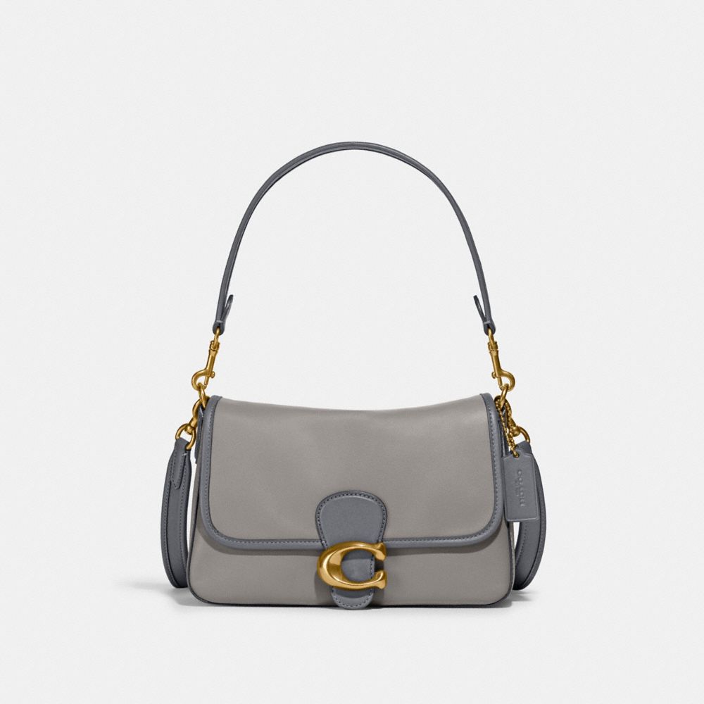 COACH C5261 Soft Tabby Shoulder Bag In Colorblock Brass/Dove Grey Multi