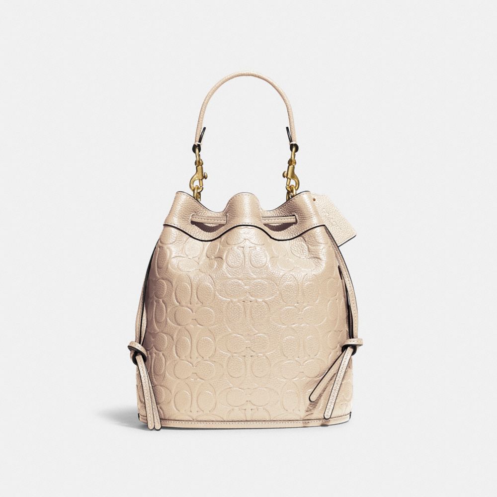 FIELD BUCKET BAG IN SIGNATURE LEATHER