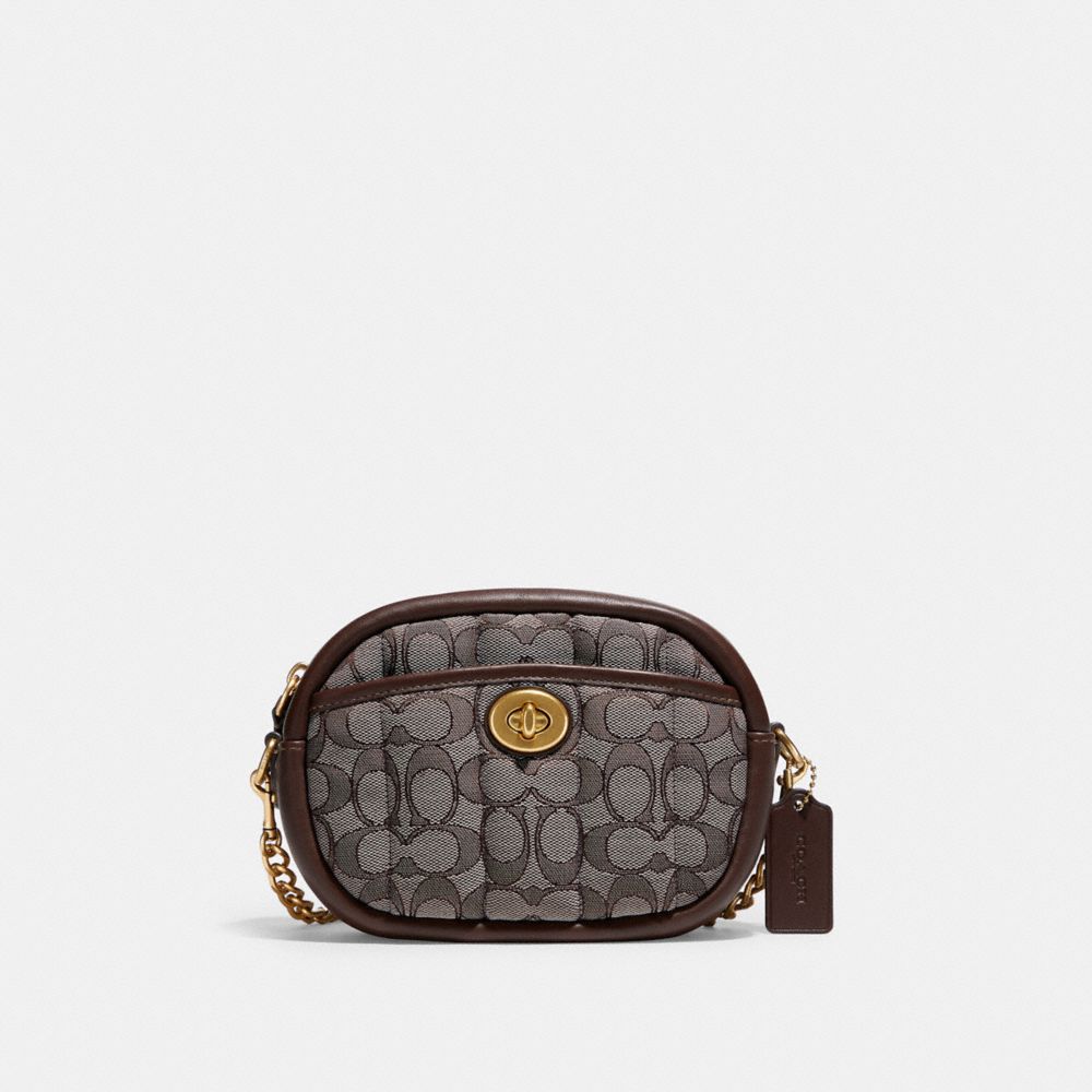 COACH C5275 Small Camera Bag In Signature Jacquard With Quilting Brass/Oak Maple