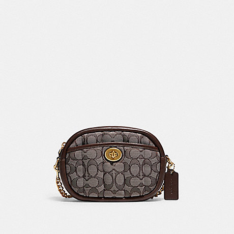 COACH C5275 Small Camera Bag In Signature Jacquard With Quilting BRASS/OAK-MAPLE