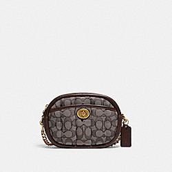 COACH Small Camera Bag In Signature Jacquard With Quilting - BRASS/OAK MAPLE - C5275