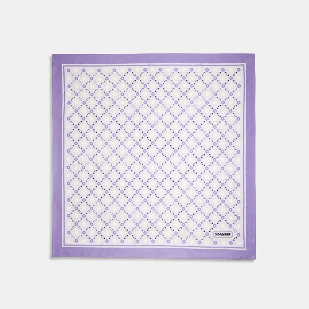 C5276 - Tea Rose Print Silk Square Scarf Light Violet