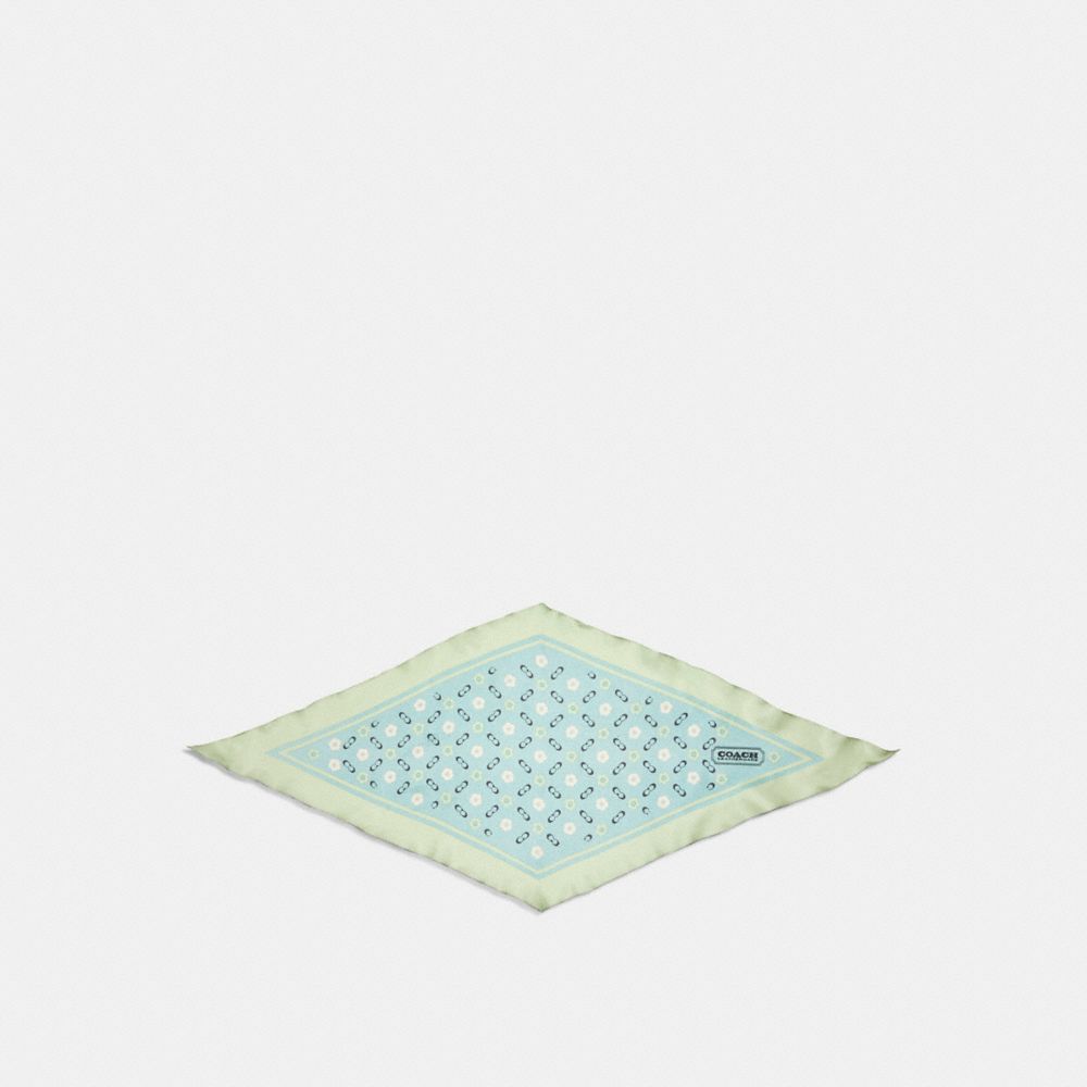 C5287 - Tea Rose Print Silk Diamond Scarf Pale Pistachio