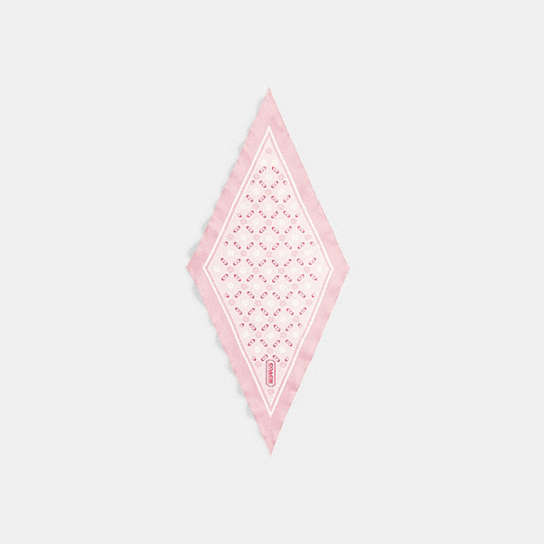 C5287 - Tea Rose Print Silk Diamond Scarf Flower Pink