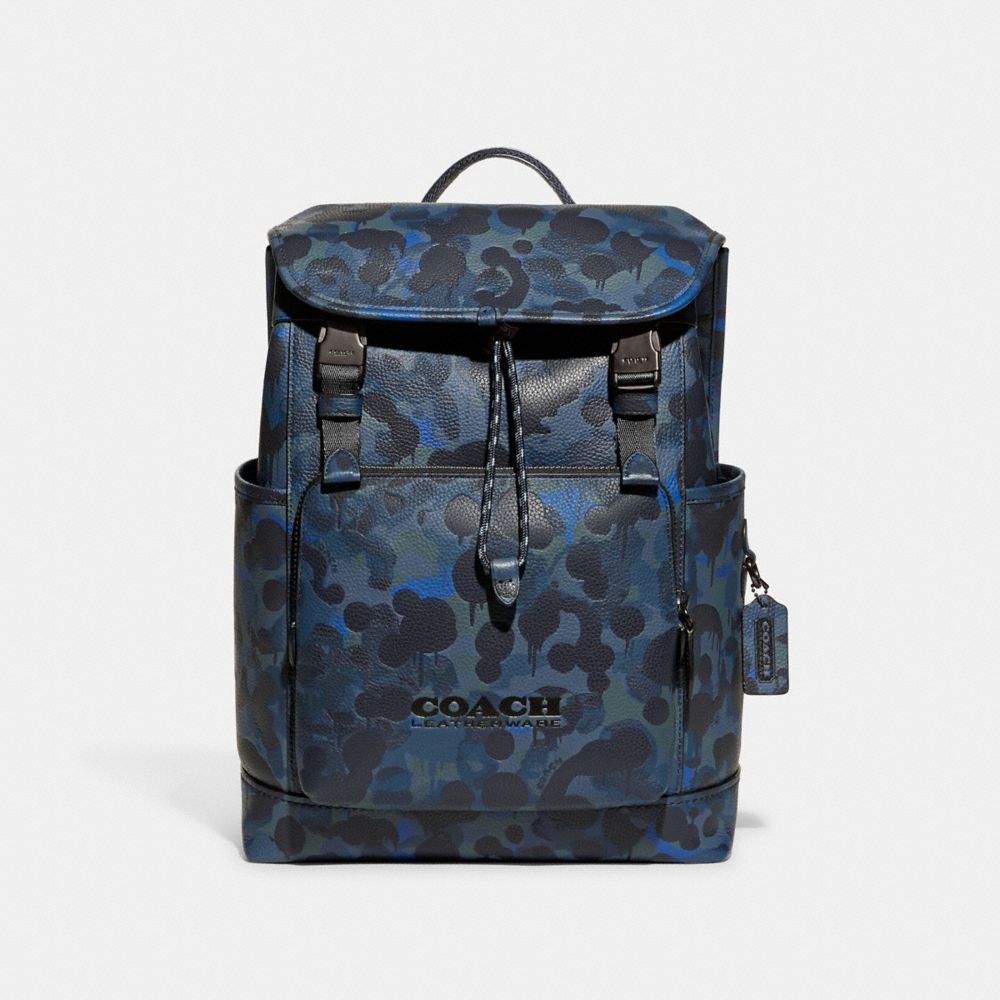 League Flap Backpack With Camo Print - C5288 - Blue/Midnight Navy