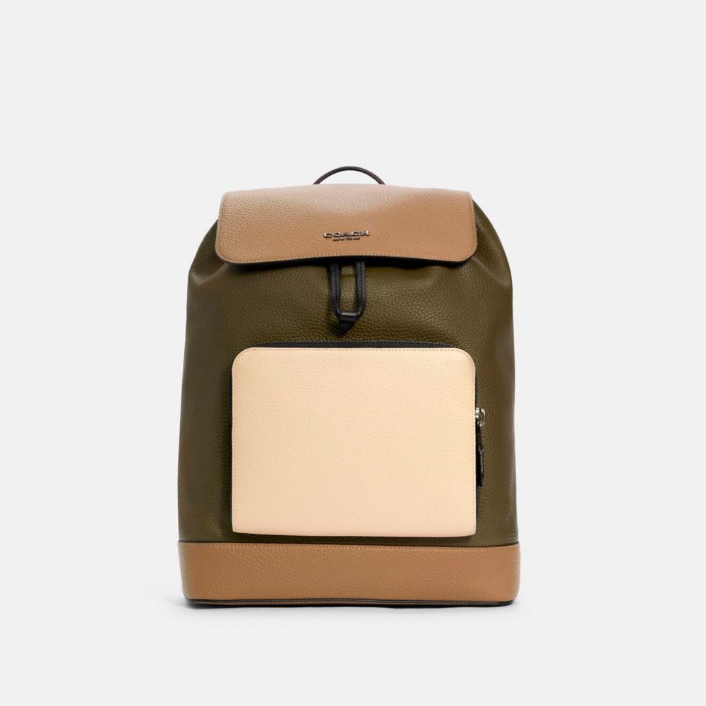 COACH C5294 TURNER BACKPACK IN COLORBLOCK QB/OLIVE-DRAB-ELM-MULTI