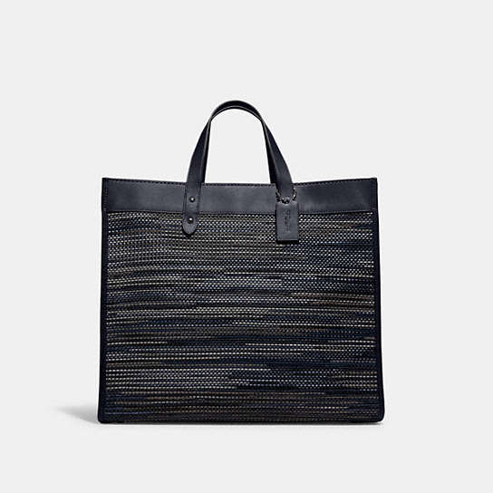 C5309 - Field Tote 40 In Upwoven Leather Black Copper/Navy