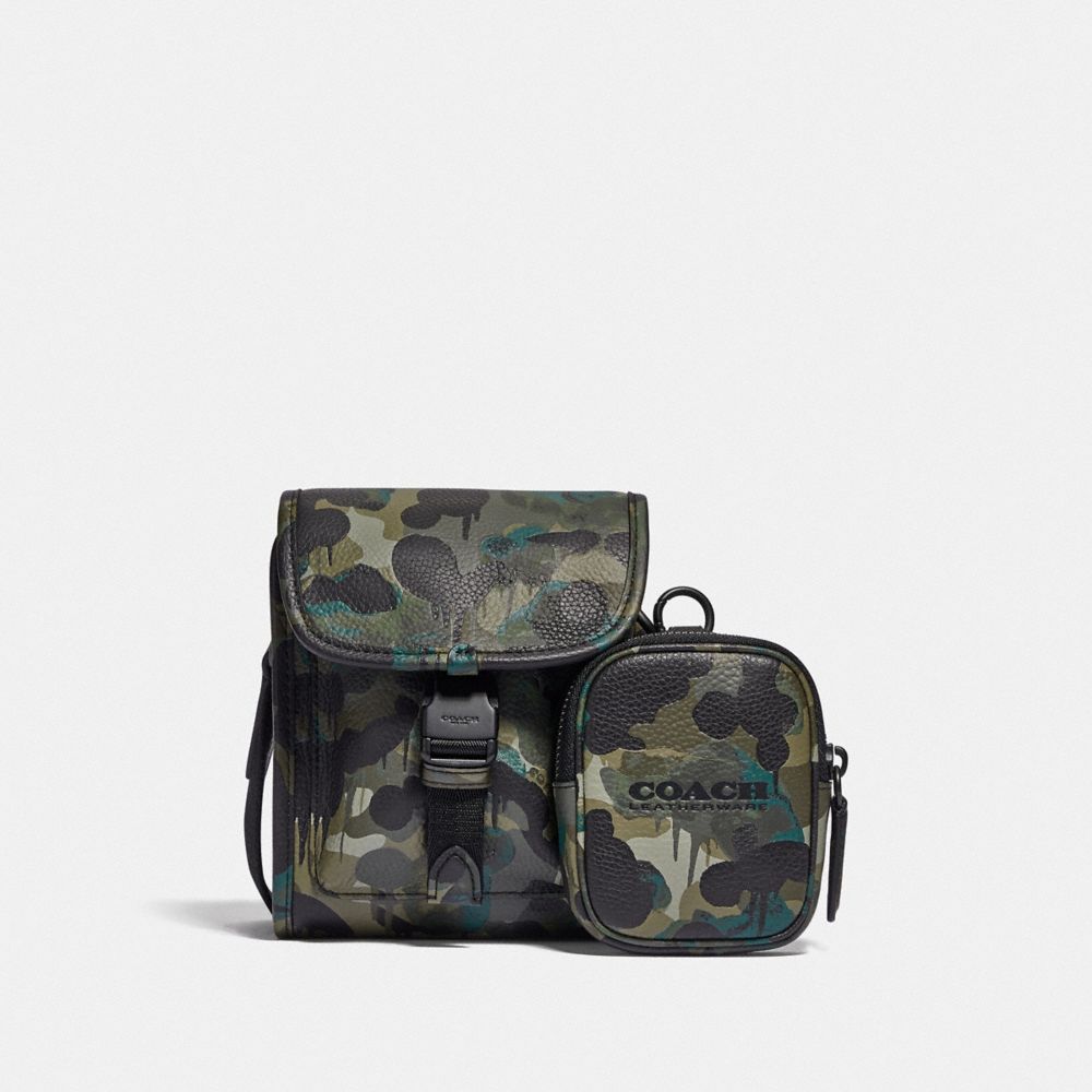 C5326 - Charter North/South Crossbody With Hybrid Pouch With Camo Print Neon/Yellow/Brown