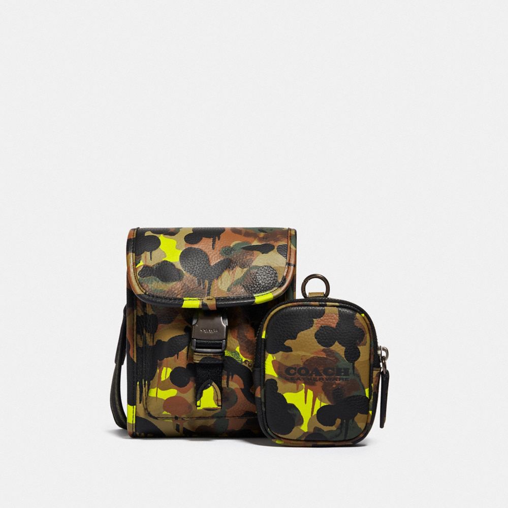 Charter North/South Crossbody With Hybrid Pouch With Camo Print - C5326 - Neon/Yellow/Brown