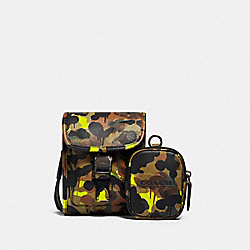COACH C5326 Charter North/south Crossbody With Hybrid Pouch With Camo Print NEON/YELLOW/BROWN