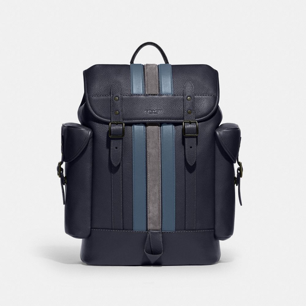 COACH C5338 - Hitch Backpack With Varsity Stripe BLACK COPPER/MIDNIGHT NAVY MULTI