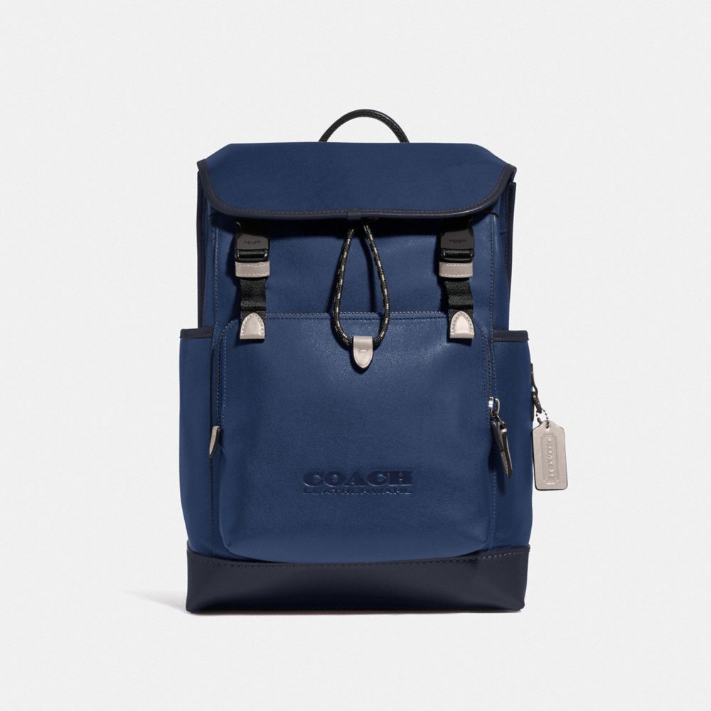 League Flap Backpack In Colorblock - BLACK COPPER/DEEP BLUE MULTI - COACH C5342