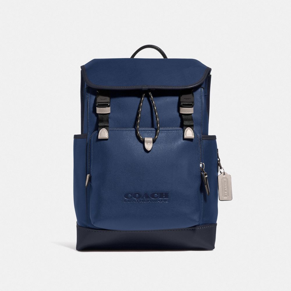 COACH League Flap Backpack In Colorblock - BLACK COPPER/DEEP BLUE MULTI - C5342