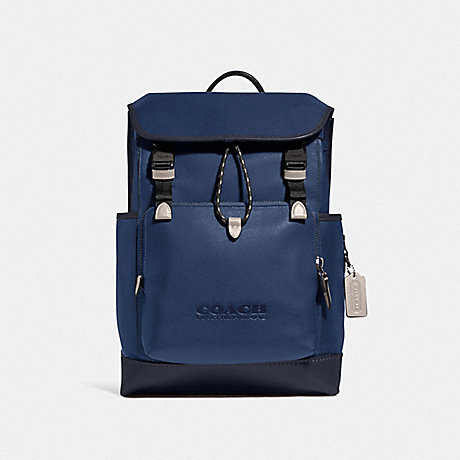 COACH C5342 League Flap Backpack In Colorblock BLACK-COPPER/DEEP-BLUE-MULTI