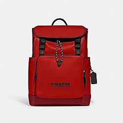 League Flap Backpack In Colorblock - C5342 - Sport Red/Cherry