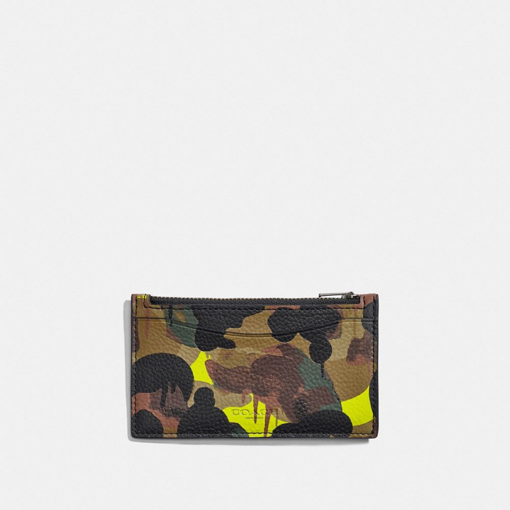 C5347 - Zip Card Case With Camo Print GREEN/BLUE