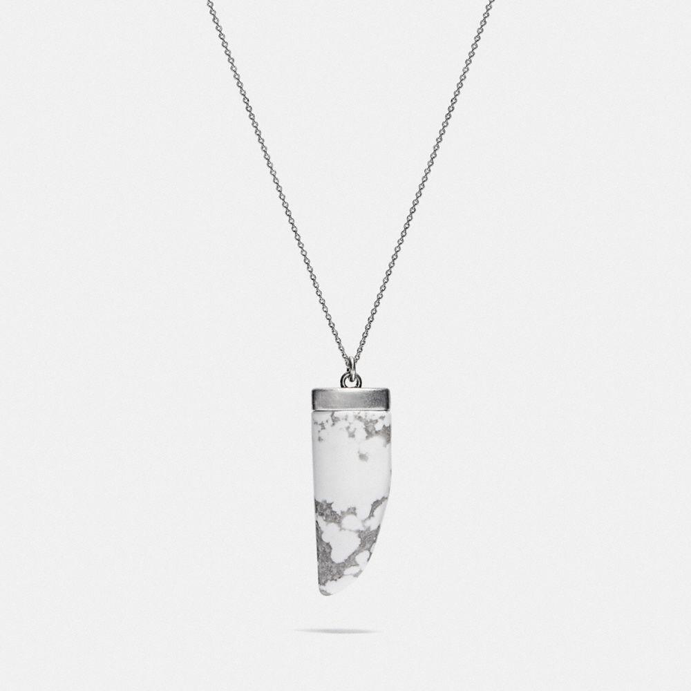 Vintage White Stone Tooth Necklace - C5355 - WHITE