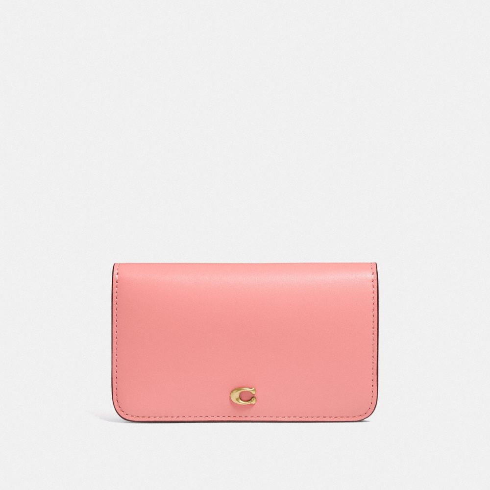 Slim Card Case In Colorblock - C5358 - Brass/Candy Pink Multi