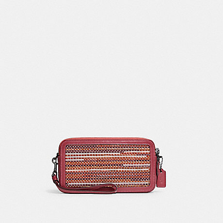 COACH C5370 Kira Crossbody In Upwoven Leather Pewter/Rouge Multi
