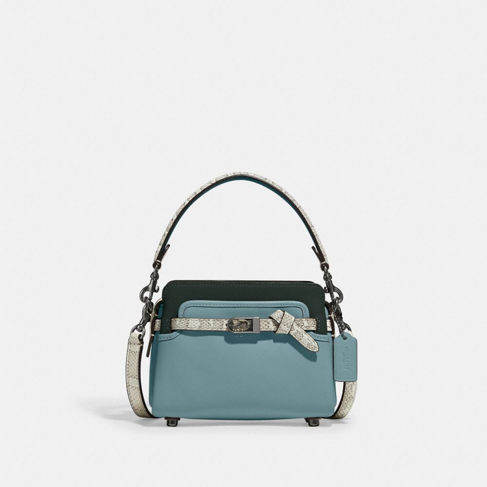 COACH C5371 Tate 18 Crossbody With Snakeskin Detail SAGE/PEWTER