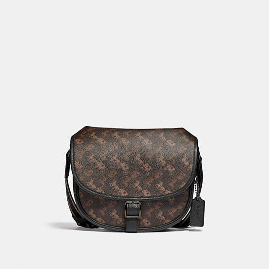 C5383 - Hitch Crossbody With Horse And Carriage Print Black Copper/Truffle