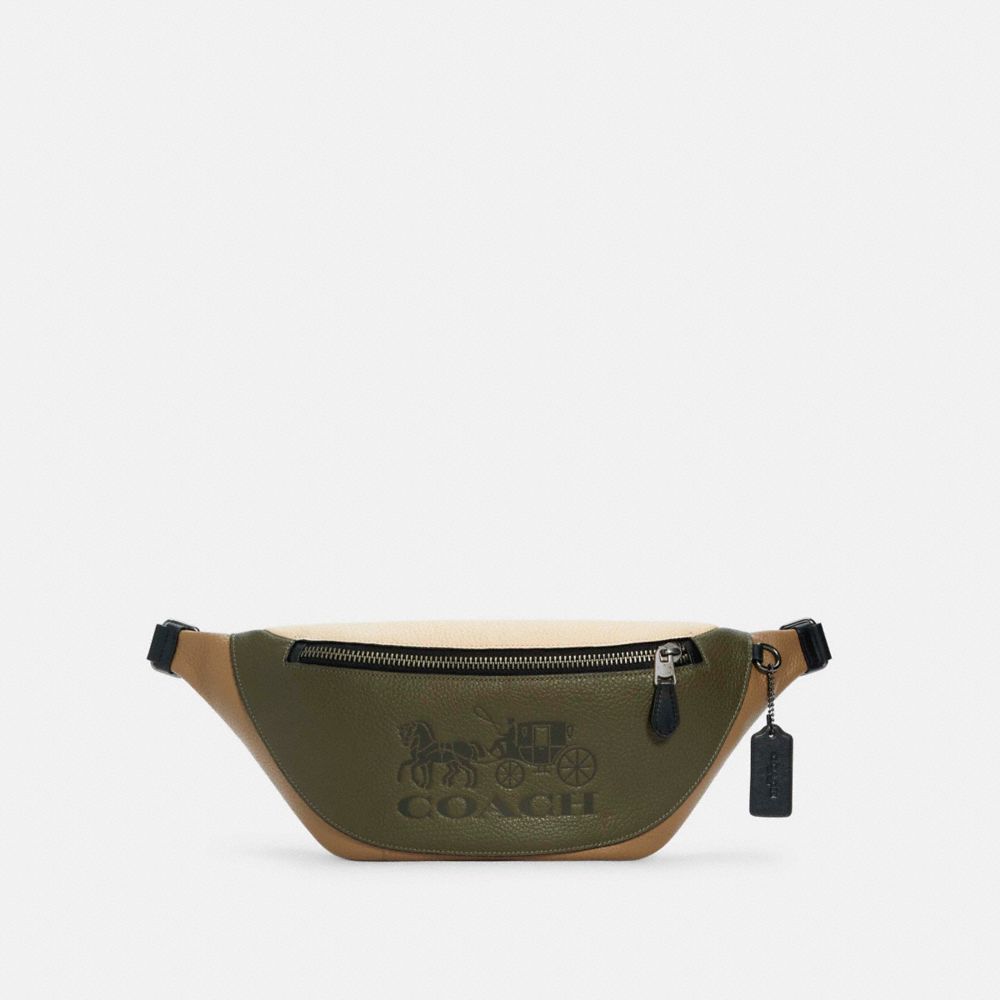 WARREN BELT BAG IN COLORBLOCK WITH HORSE AND CARRIAGE - QB/OLIVE DRAB ELM MULTI - COACH C5385
