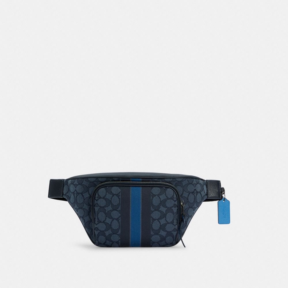 COACH C5386 Thompson Belt Bag In Signature Jacquard With Varsity Stripe QB/DENIM PACIFIC MULTI