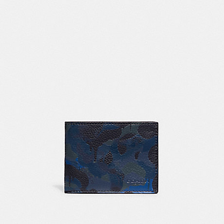 COACH C5391 Slim Billfold Wallet With Camo Print Blue/Midnight-Navy