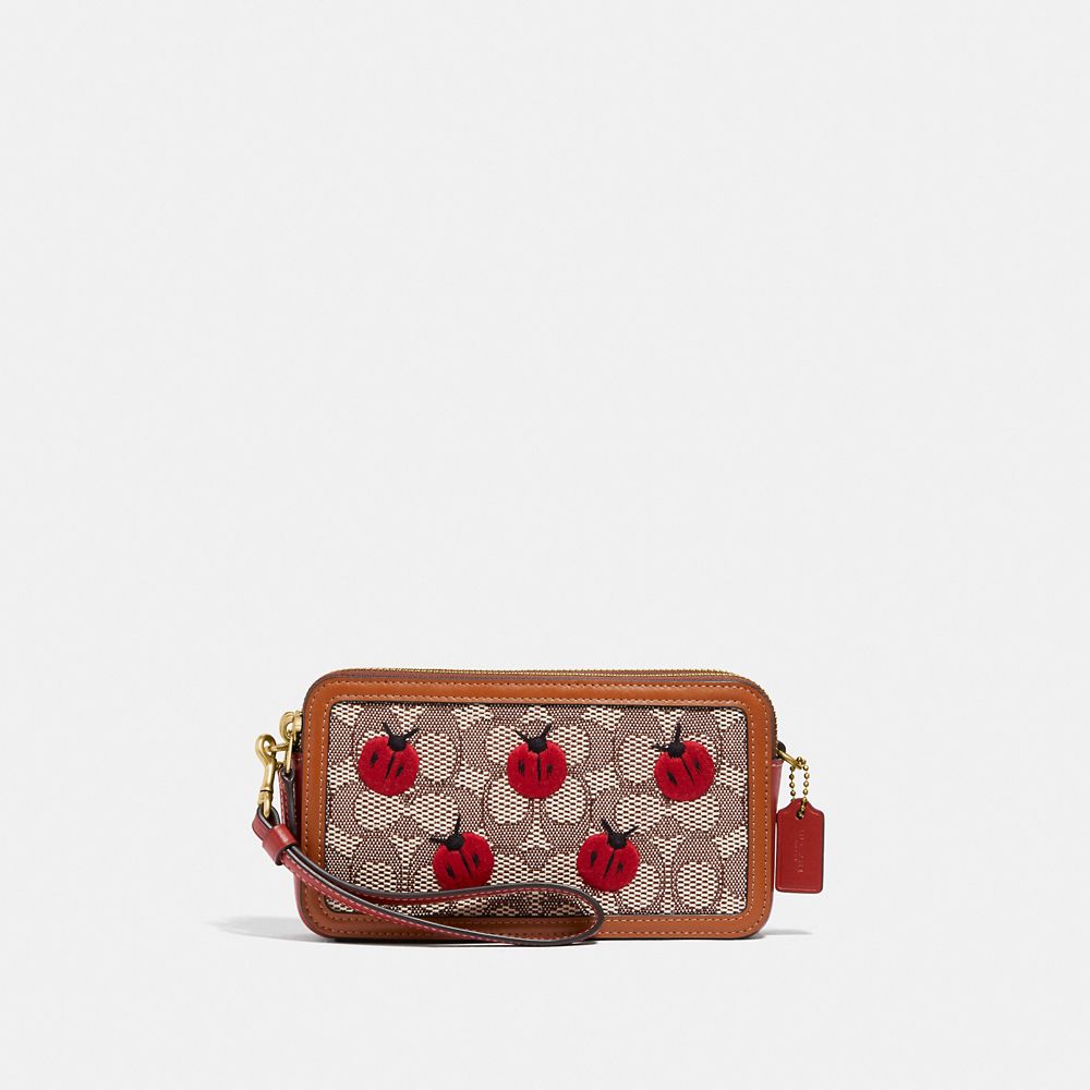 Kira Crossbody In Signature Textile Jacquard With Ladybug Motif Embroidery - BRASS/COCOA BURNISHED AMB - COACH C5392