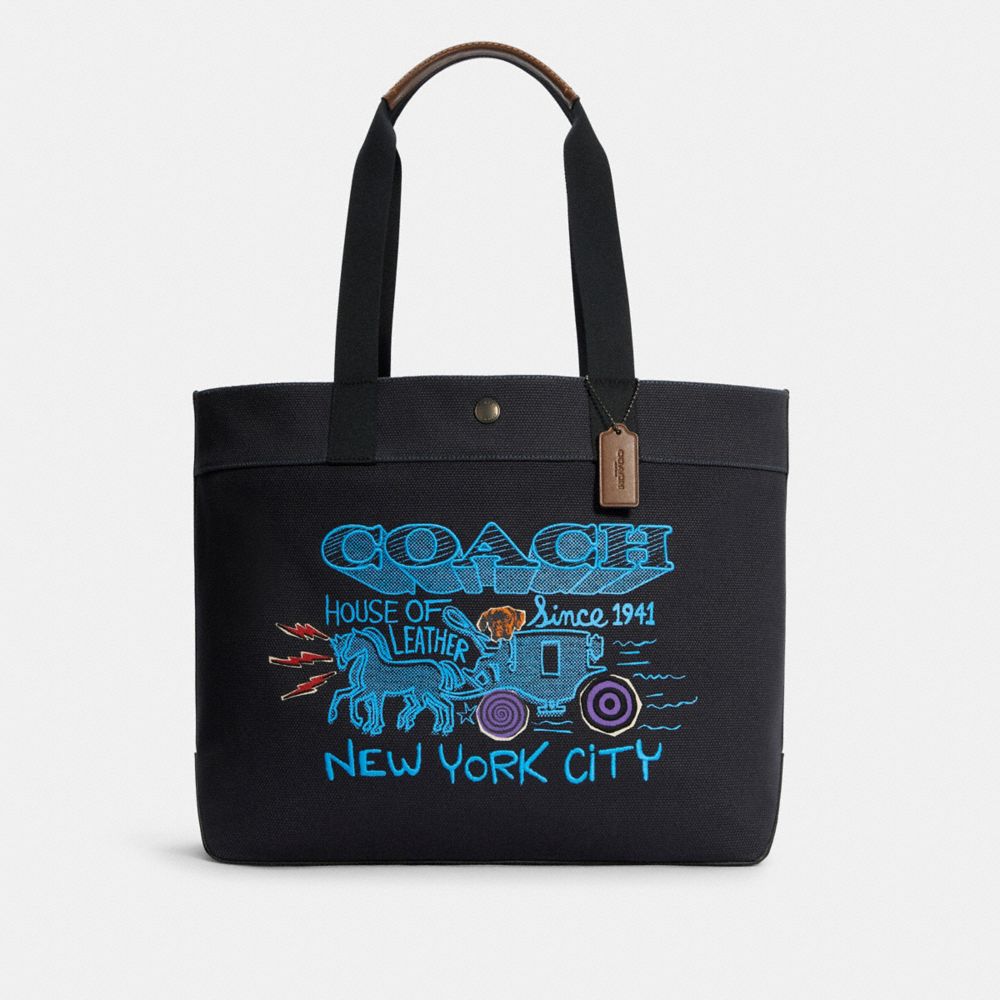 COACH C5407 - Tote 38 With Art School Graphic BLACK ANTIQUE/CHALK AEGEAN MULTI