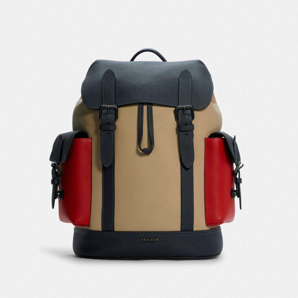 COACH Hudson Backpack In Colorblock - QB/LIGHT GRAVEL MIDNIGHT MULTI - C5413