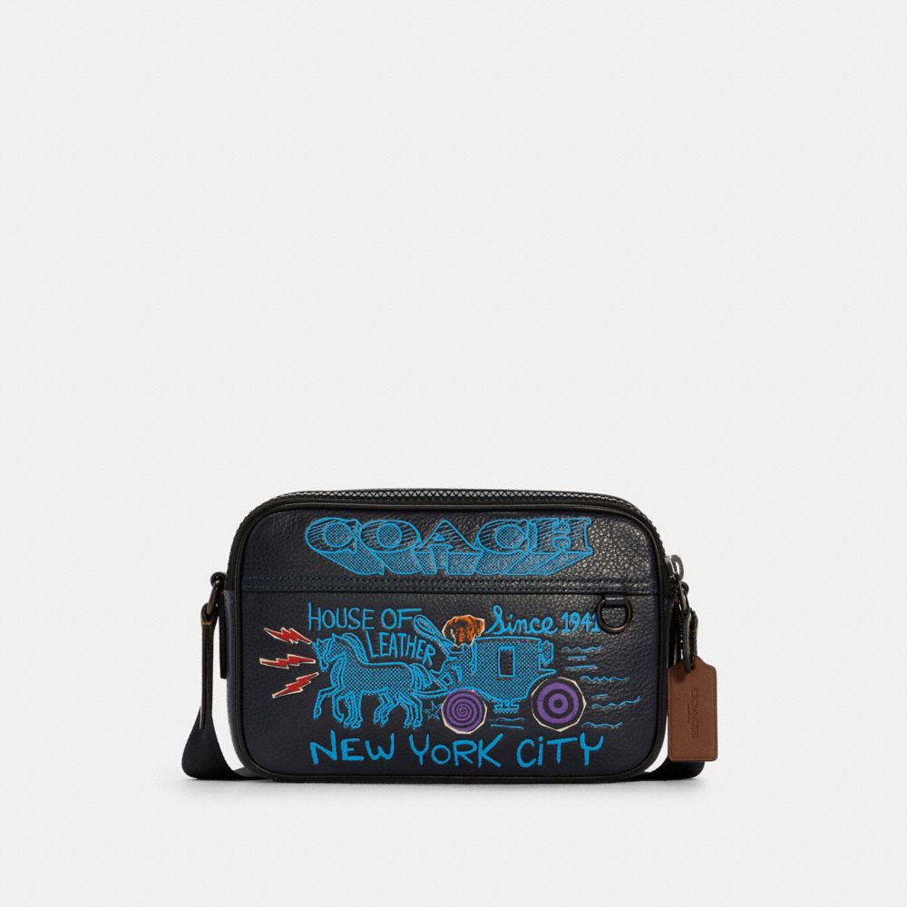 Graham Crossbody With Art School Graphic - BLACK ANTIQUE/CHALK AEGEAN MULTI - COACH C5416