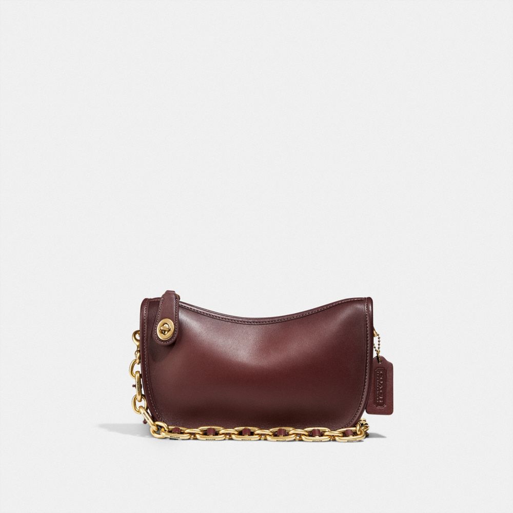 COACH C5430 Swinger Bag With Chain BRASS/WINE