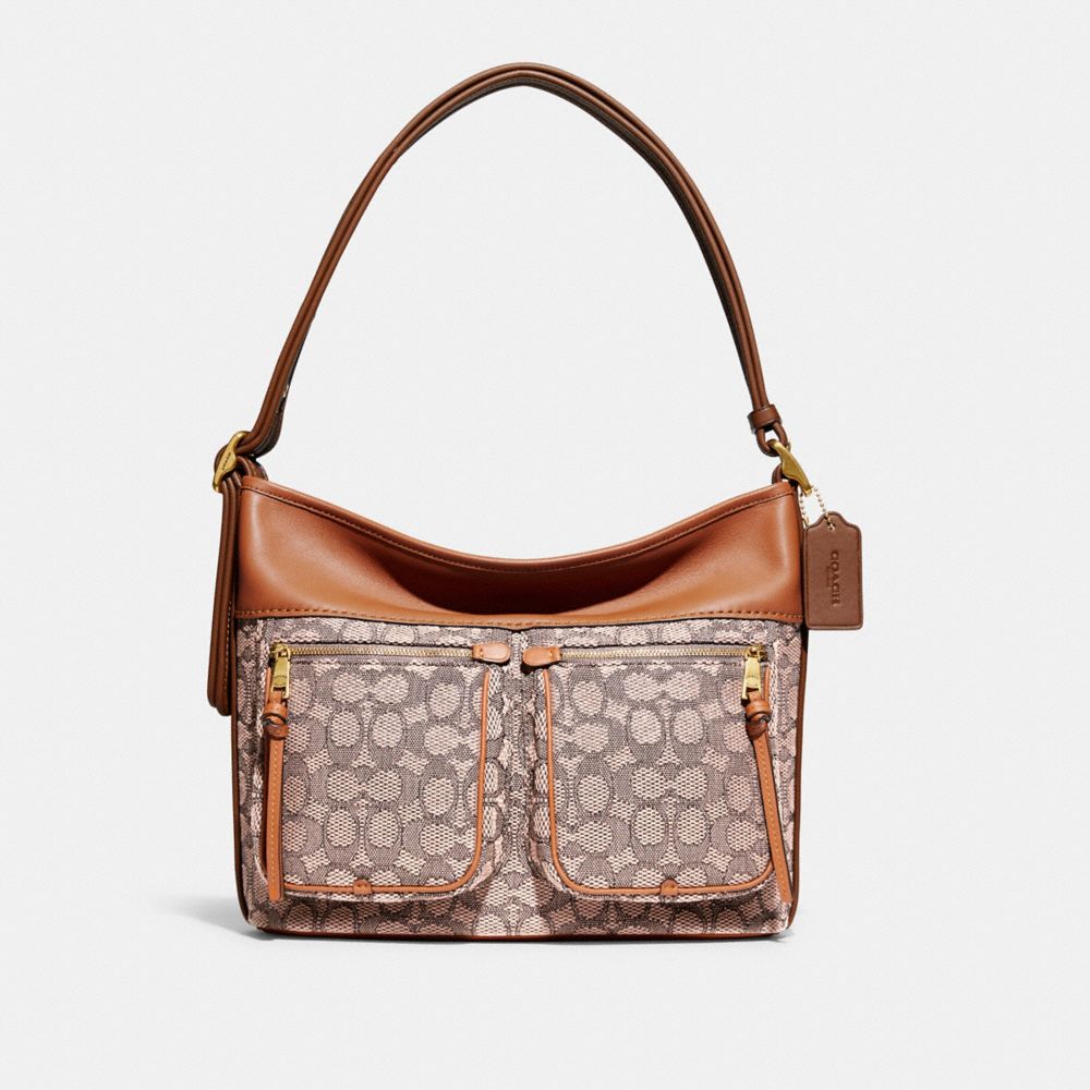 Andie Shoulder Bag In Signature Textile Jacquard - C5434 - BRASS/COCOA BURNISHED AMB