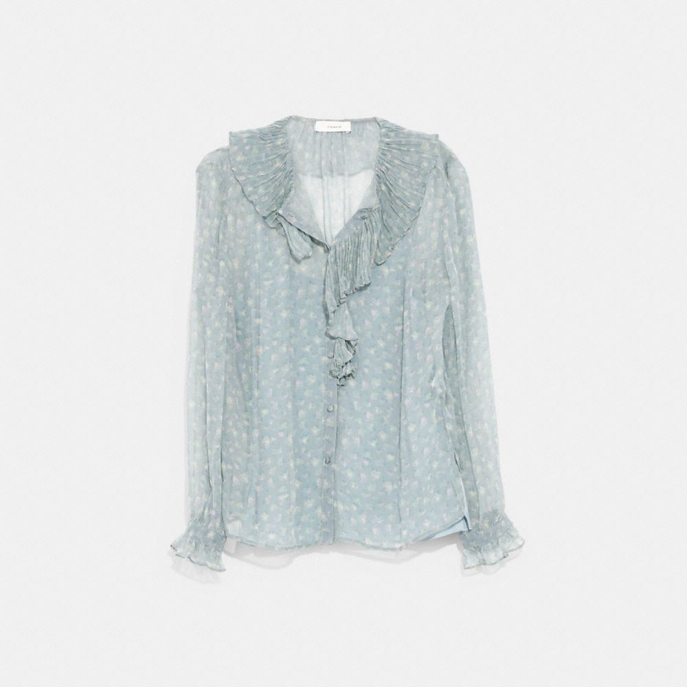 COACH C5529 Ruffle Blouse With Ruffle Cuffs GREY/PALE PINK