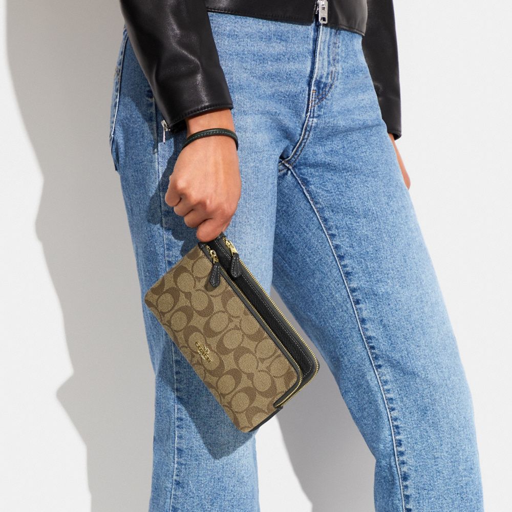 DOUBLE ZIP WALLET IN SIGNATURE CANVAS