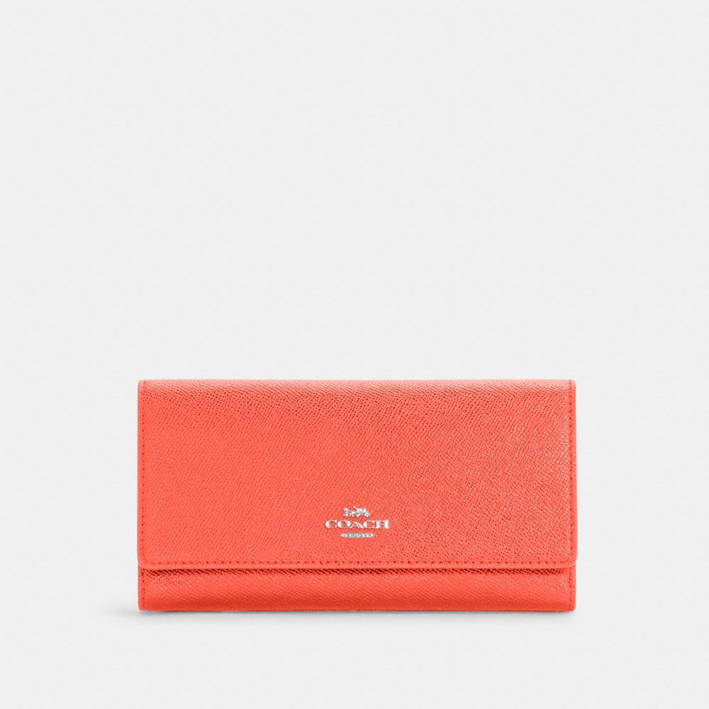 COACH C5578 Slim Trifold Wallet Silver/Tangerine