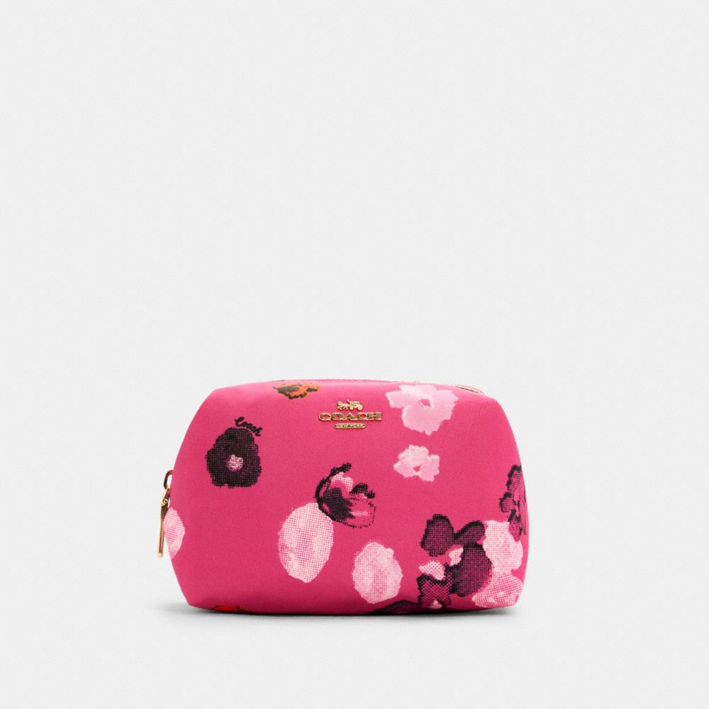 COACH C5582 SMALL BOXY COSMETIC CASE WITH HALFTONE FLORAL PRINT IM/CONFETTI PINK MULTI