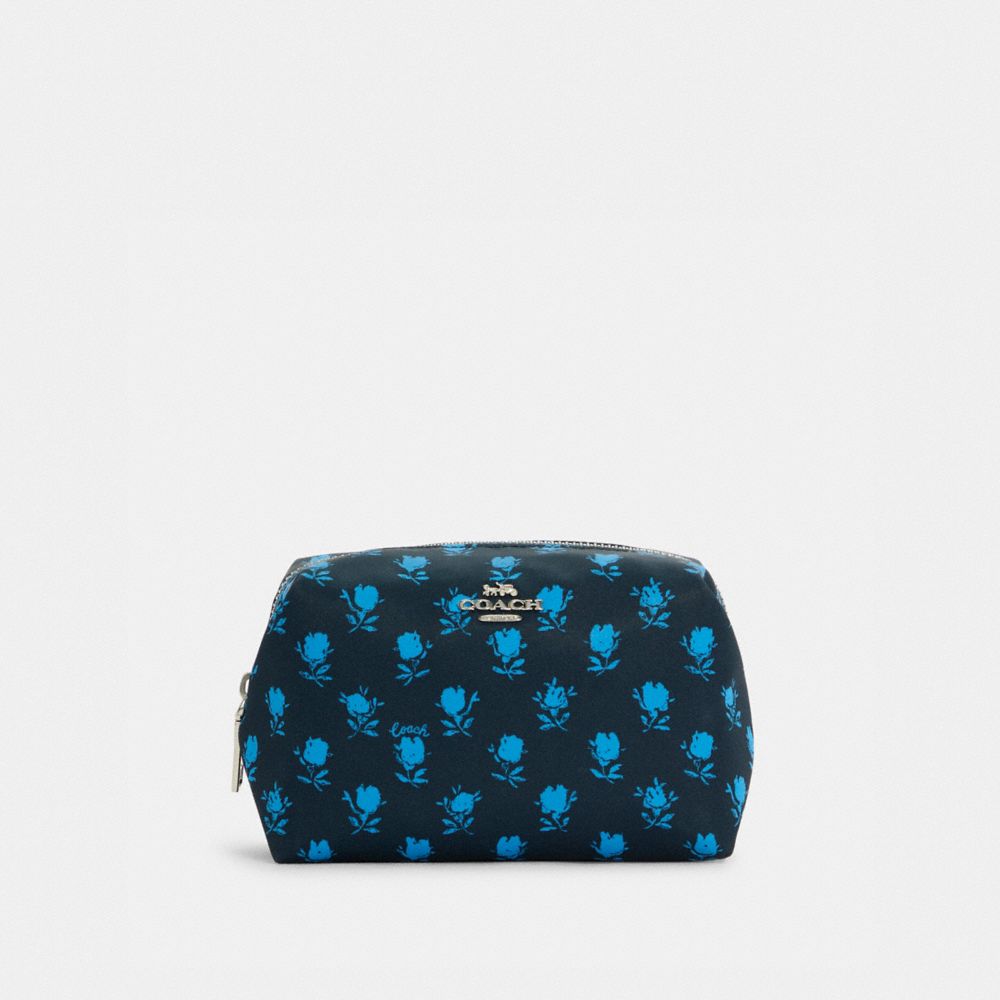 COACH C5583 Small Boxy Cosmetic Case With Badland Floral Print SV/MIDNIGHT NAVY MULTI